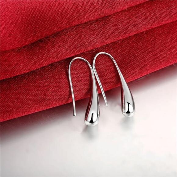 Classic Silver Thread Drop Earrings Teardrop Back Earrings, Metal - Picture 5 of 8